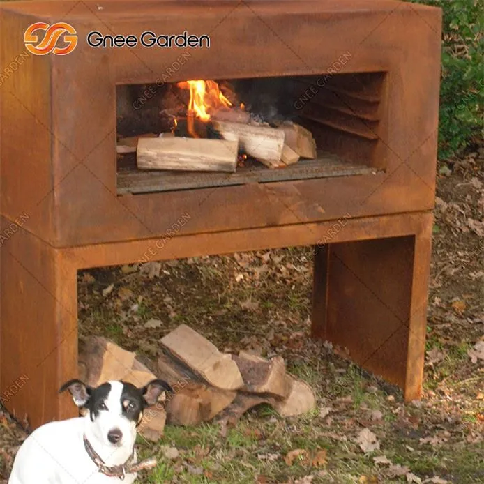 Corten Steel fire place outside 