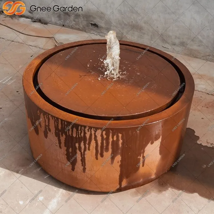 نافورة مياه كورتن ستيل الحديثة مع أضواء LED