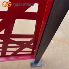 سياج شاشة التصميم الهندسي الأحمر الحديث